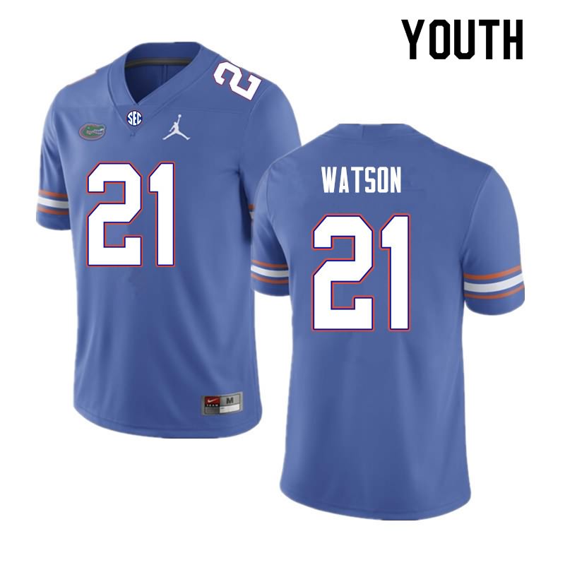 NCAA Florida Gators Desmond Watson Youth #21 Nike Royal Stitched Authentic College Football Jersey MKI5264GA